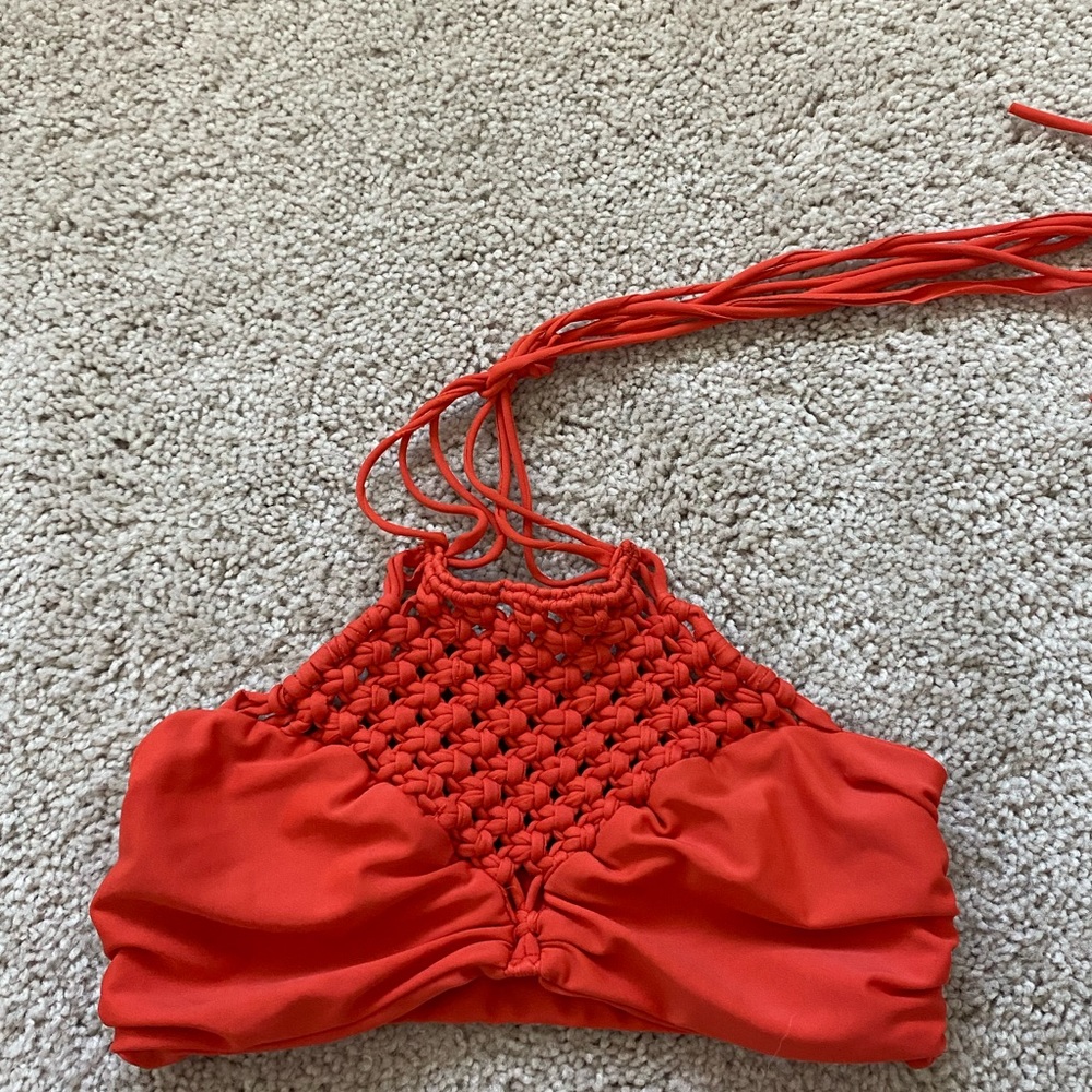 Mikoh Bikini Top High Neck Red/Orange: medium